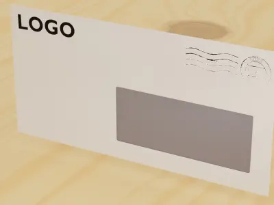 Mail envelope with window Low-poly 3D model