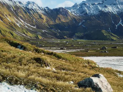 Mountain River Valley Environment - Unity 2017 Project Low-poly 3D model