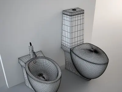 Generic Bidet and Toilet 3D model
