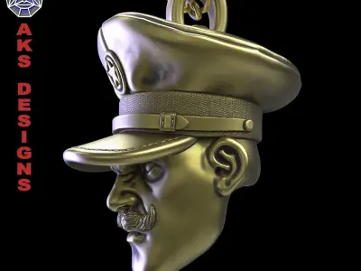 Pendant biker mens jewelry Army captain v152 3D print model