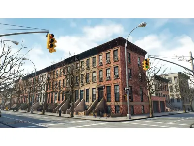 Generic Brooklyn Block  Low-poly 3D model