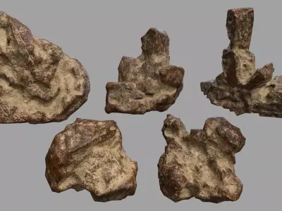 Rock Set Low-poly 3D model 9
