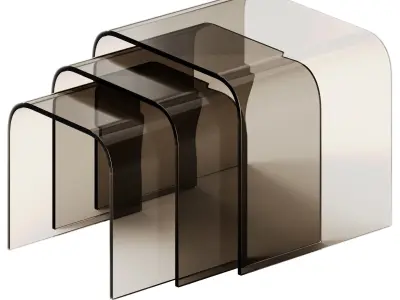 Tonin Casa ANEMONE Glass coffee tables Set 3D model