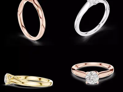 Elegant Round Diamond Solitaire Ring CAD Design for Jewelry 3D print model