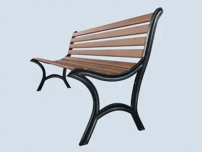 Street bench low poly pbr game ready Low-poly 3D model order
