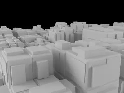 Cityscape Low Poly Street Urban Building Town Architecture Low-poly 3D model