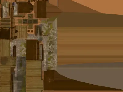 Stylized Wooden Dock with Crates Low-poly 3D model