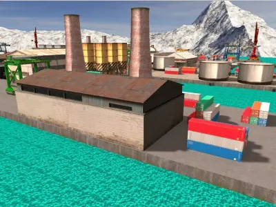 Container Cargo Yard Environment Set VR low-poly 3d model Game Low-poly 3D model