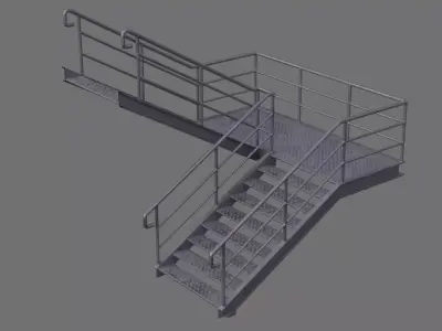 Stair 1E Low-poly 3D model