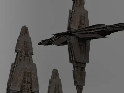 Sci-Fi City dystopia Mega city colony Pyramid Ship 3 versions  3D model
