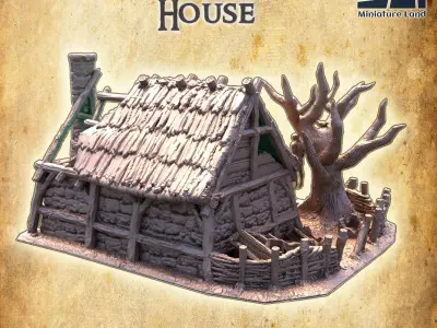 Raided Farm House Tabletop Terrain 28 MM 3D print model