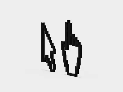 Mouse hand and arrow cursor icon Low-poly 3D model