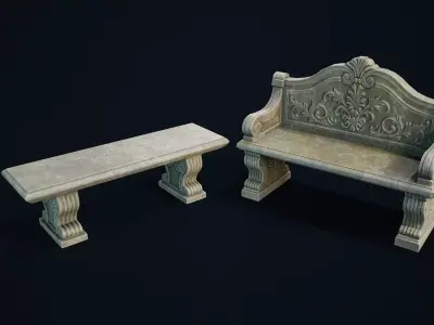 Garden Bench Low-poly 3D model