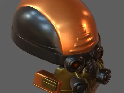 Gas mask helmet 3d model scifi Low-poly  PBR 3D model