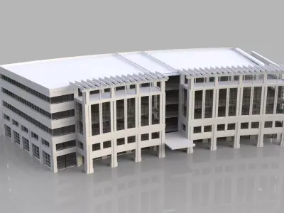 Hospital design building Low-poly 3D model