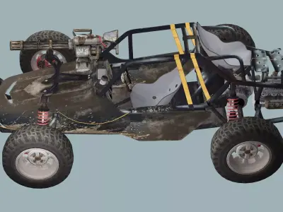 Post-Apocalypse Buggy Car B With Gunholder 3D Model Low-poly 3D model
