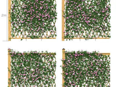 Fence - Mandevilla Sanderi with flowers 3D model