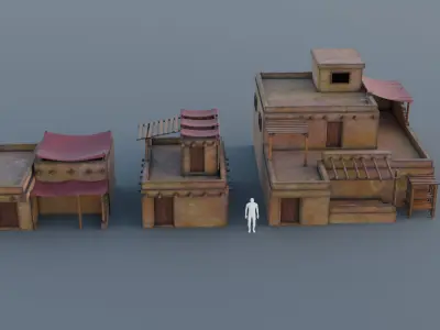 Destert town Set Low-poly 3D model