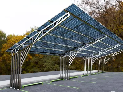 Lowpoly Solar Carport-L-1 Types-Steel Structure Low-poly 3D model