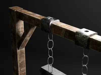 Old Wooden Sign Low-poly 3D model