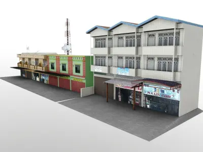 Store Shop Trade Building indonesian Low-poly 3D model