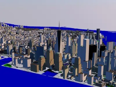 New York Manhattan 10x15km 3D City Map 3D model