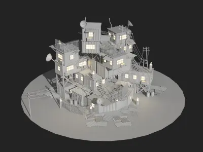Slum Low Poly Low-poly 3D model