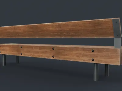 Modern Outdoor Bench 54 PBR Game Ready Low-poly 3D model