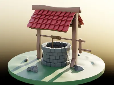 stylized water well 3D model purchase