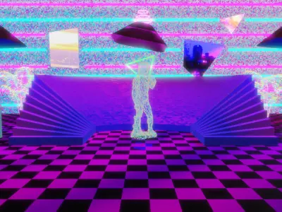 Customizable Vaporwave Scene Free 3D model
