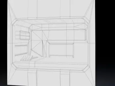 Scifi Cabin - Space Bunker Bed  Low-poly 3D model