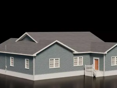 American Cottage House 7 Low-poly 3D model
