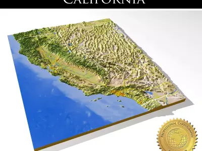 California High resolution 3D relief maps 3D model