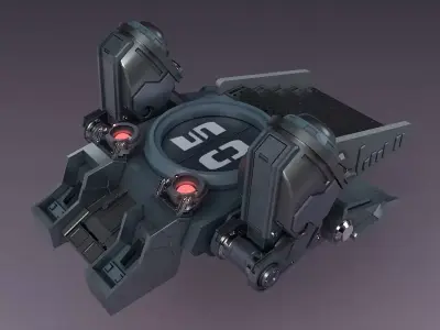 Sci-fi strobe capsule cabin deck console elevator shaft future 3D model