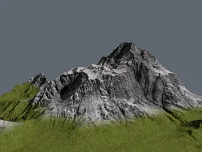Mountain with grass on top Low-poly 3D model