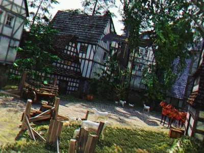 Old Germany Village Scene 3D model