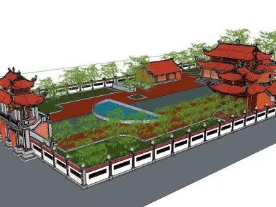 Architecture-Religion-God-Culture-Temple-0273 chinese garden ... 3D model