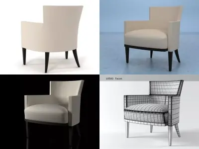 Gotham set of four armchairs 3D model