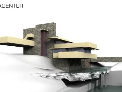 House Fallingwater Frank Lloyd Wright 3D model