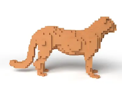 Leopard Minecraft Voxel Low-poly 3D model