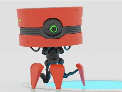 spy robot rigged - animated 3D model