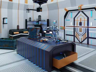 Sci-fi Scene with alien objects 3D model