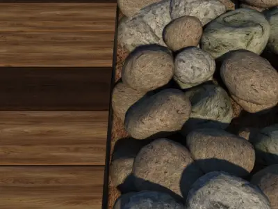 pebble and wooden road 3D model