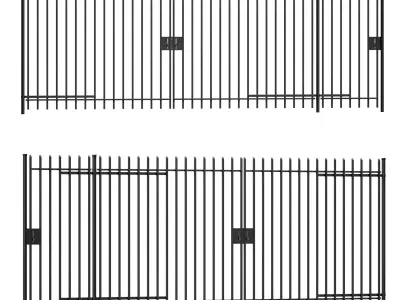 Metal fence with wicket and gate 3D model