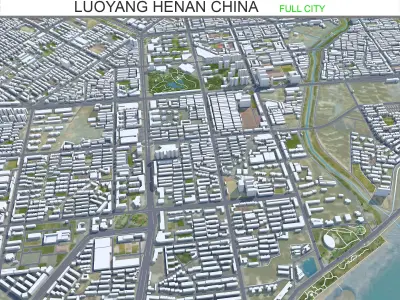 Luoyang Henan China 100km Low-poly 3D model