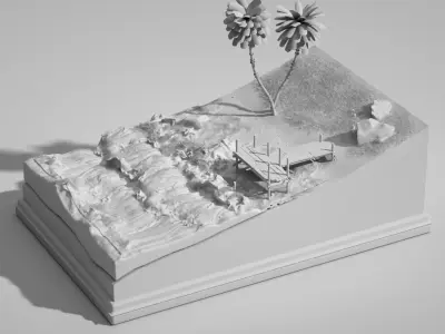 Beach Ocean Animated 3D model