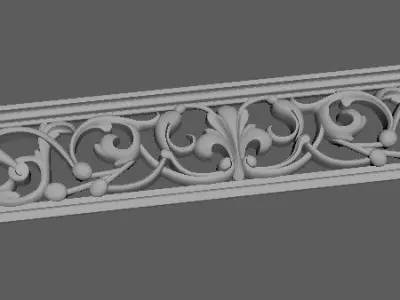 mirror gold ornate frame 3D model 7