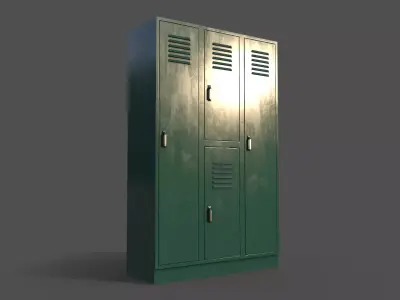 PBR School Gym Locker 05 - Green Dark Low-poly 3D model
