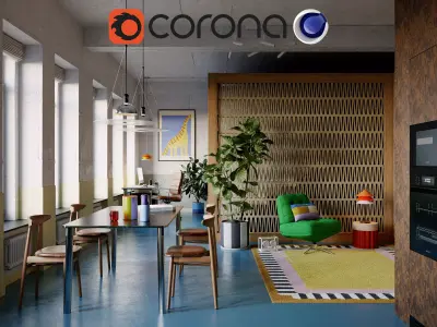 The PoP House - Interior Project 3d Model - Cinema4d- Corona 3D  Low-poly 3D model