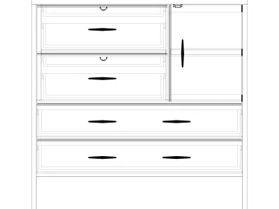 commode 3 wooden chest of drawers 3D model